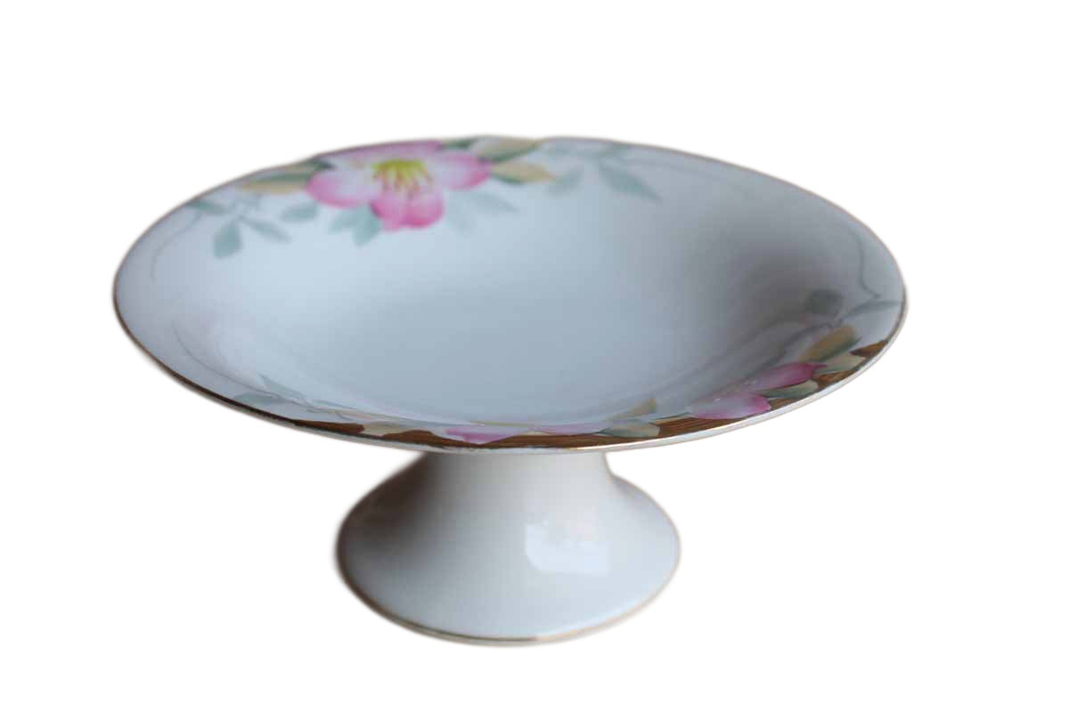 Noritake (Japan) Azalea Round Compote with Gold Trim