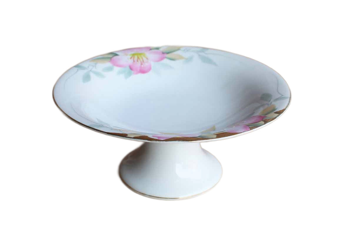 Noritake (Japan) Azalea Round Compote with Gold Trim