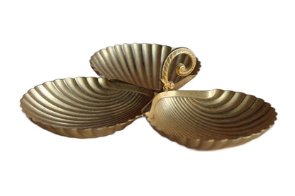 WMP Ikora (Germany) Clamshell Shaped 24 Karat Goldplate Divided Dish