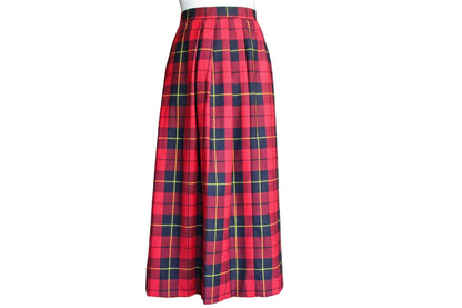 Land's End (Wisconsin, USA) Long 6-Panel Gored Red Plaid Wool Skirt