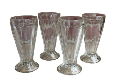 Clear and Heavy Ice Cream Float or Milkshake Diner Glasses, Set of 4