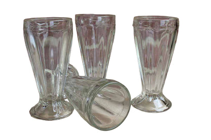 Clear and Heavy Ice Cream Float or Milkshake Diner Glasses, Set of 4