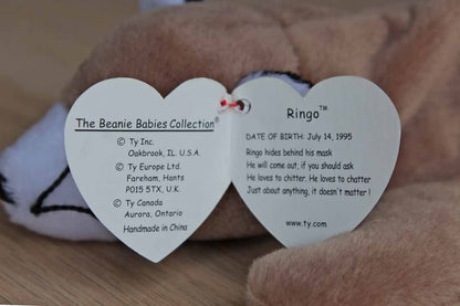 Ty Inc. (Illinois, USA) 1995 Ringo the Raccoon Beanie Baby