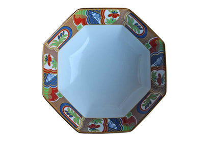Sango China Nara Pattern Serving Bowl with Floral and Geometric Rim