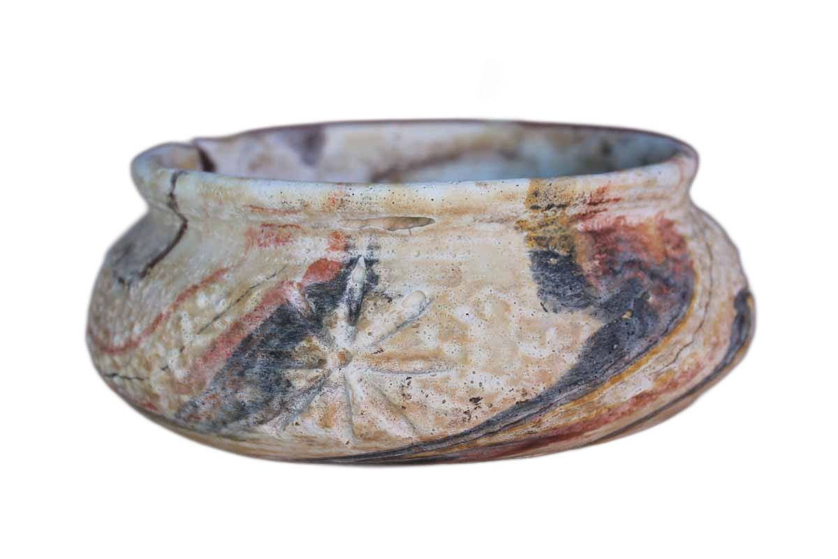 Comanche Pottery Designed by Ron Allen (Texas, USA) Multi-Colored Swirled Bowl
