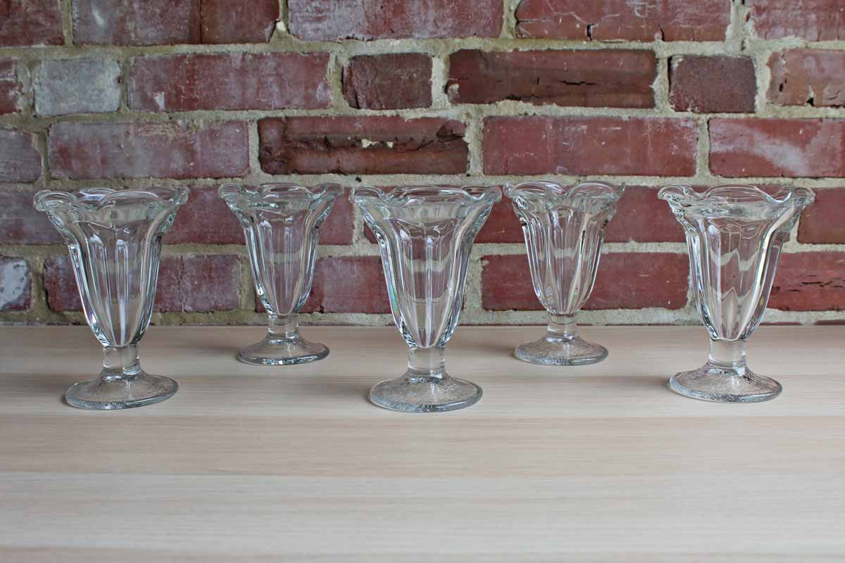 Jeannette Glass Company (Pennsylvania, USA) Footed Ice Cream Sundae Glasses, Set of 5