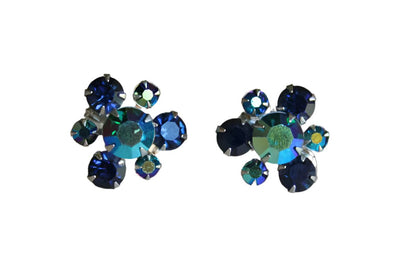 Blue Aurora Borealis Chaton Rhinestone Scatter Pins, A Pair