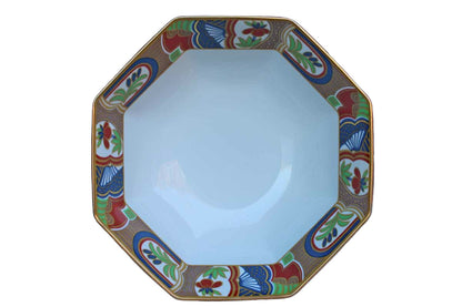 Sango China Nara Pattern Serving Bowl with Floral and Geometric Rim