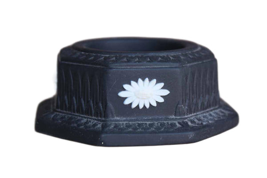 Wedgwood (England) White on Black Jasperware Tea Light Holder