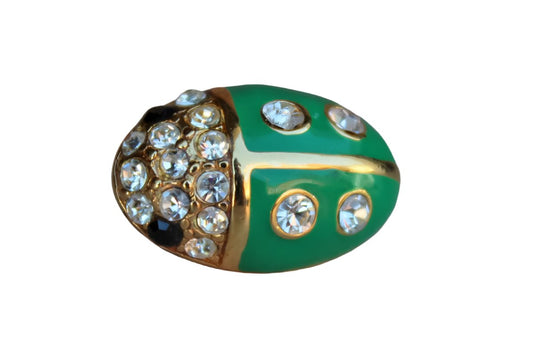 Monet (New York, USA) Little Rhinestone Green Ladybug Lapel Pin