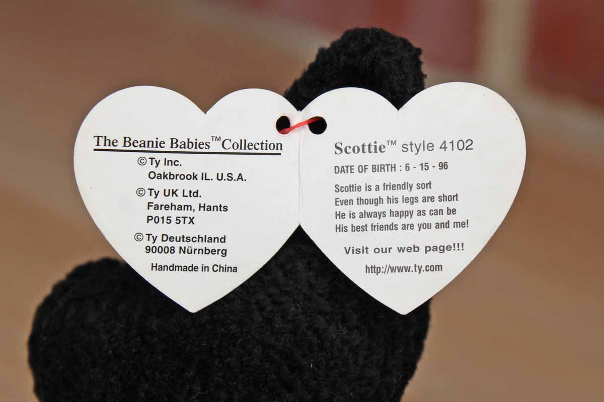 Ty Inc. (Illinois, USA) 1996 Scottie the Black Terrier Beanie Baby