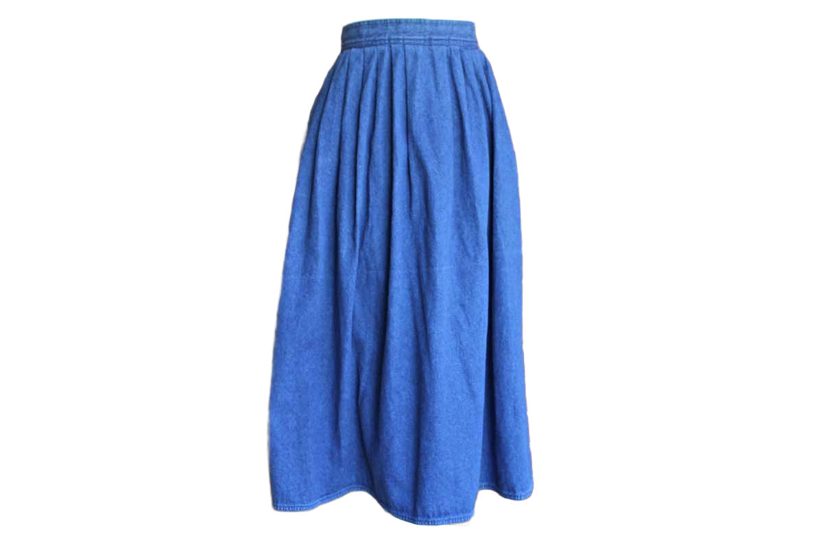 Long Full Pleated Denim Skirt Made by Sassoon