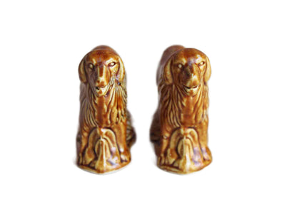 Hand-Painted Ceramic Hunting Dog Figurines, A Matching Pair
