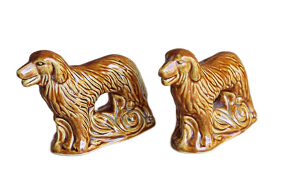Hand-Painted Ceramic Hunting Dog Figurines, A Matching Pair