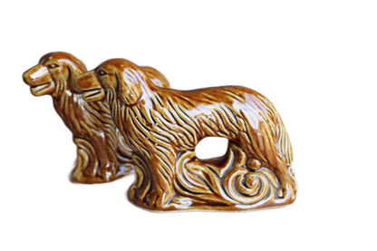 Hand-Painted Ceramic Hunting Dog Figurines, A Matching Pair