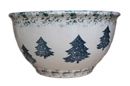 Tienshan (Connecticut, USA) Folk Craft Bowl with Green Spongeware Trees