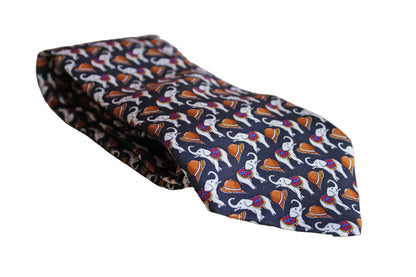 Brooks Brothers (New York, USA) 100% Silk Necktie Decorated with Elephants and Pith Helmets