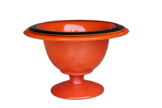 Art Deco Style Fired On Orange and Black Footed Candy Dish