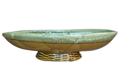Large Oblong Olive Green Footed Planter