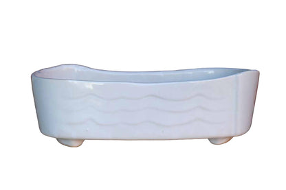 Ungemach Pottery Company (Ohio, USA) White Rectangular Planter with Waves Design