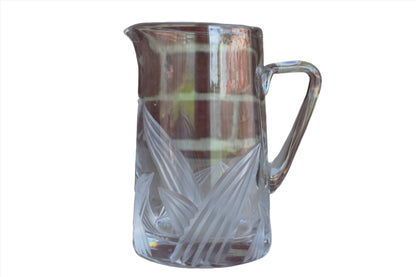 Small Glass Pitcher with Etched Leaves