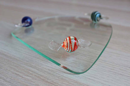 Glass Dish with Glass Candy Feet