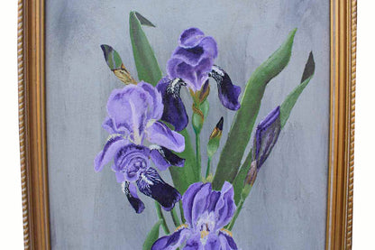 Original Acrylic Painting of an Iris Flower by Arlene E. Reichard 1971