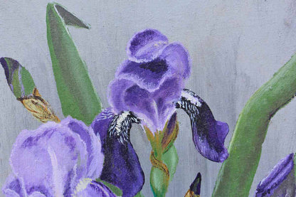 Original Acrylic Painting of an Iris Flower by Arlene E. Reichard 1971