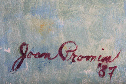 Original Framed and Signed Oil Painting of a Dalmatian Wearing a Red Bandana by Joan Promin, 1987