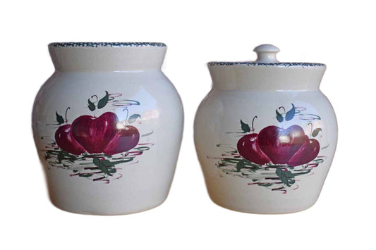 Casey Pottery (Texas, USA) Pair of Ceramic Crocks with Lids
