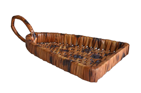 Three-Sided Handled Shallow Basket with Tortoiseshell Finish