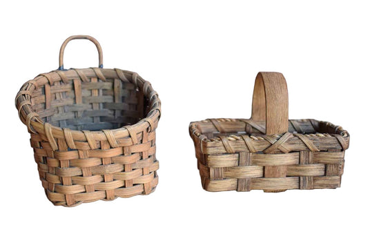 Pair of Little Handmade Baskets, One Signed