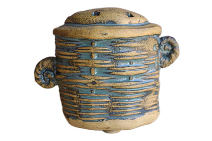 Ceramic Flower Frog with Basketweave Pattern