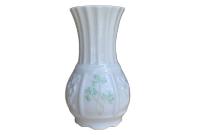 Belleek (Ireland) Little Porcelain Vase with Green Shamrocks