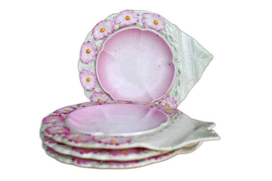 Beswick Pottery (England) Porcelain Butter Dishes with Flower Designs, 4 Plates
