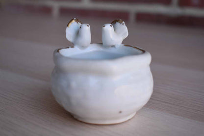 Little Porcelain "Basket" with Birds Perched on the Rim