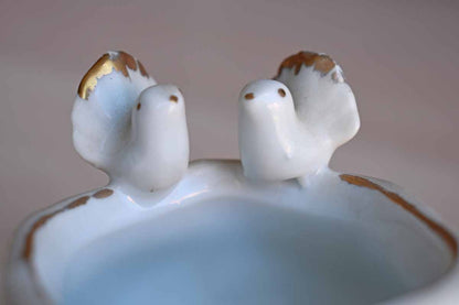 Little Porcelain "Basket" with Birds Perched on the Rim
