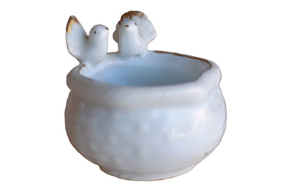 Little Porcelain "Basket" with Birds Perched on the Rim