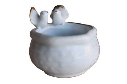 Little Porcelain "Basket" with Birds Perched on the Rim