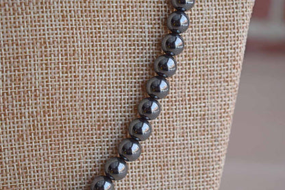 Metallic Hematite Necklace with Barrel Clasp