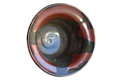 Brick Red and Black Stoneware Candle Votive Holder