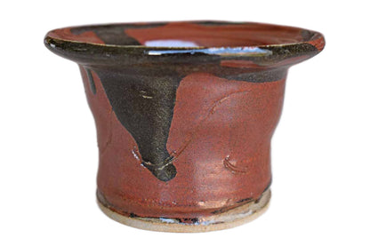 Brick Red and Black Stoneware Candle Votive Holder