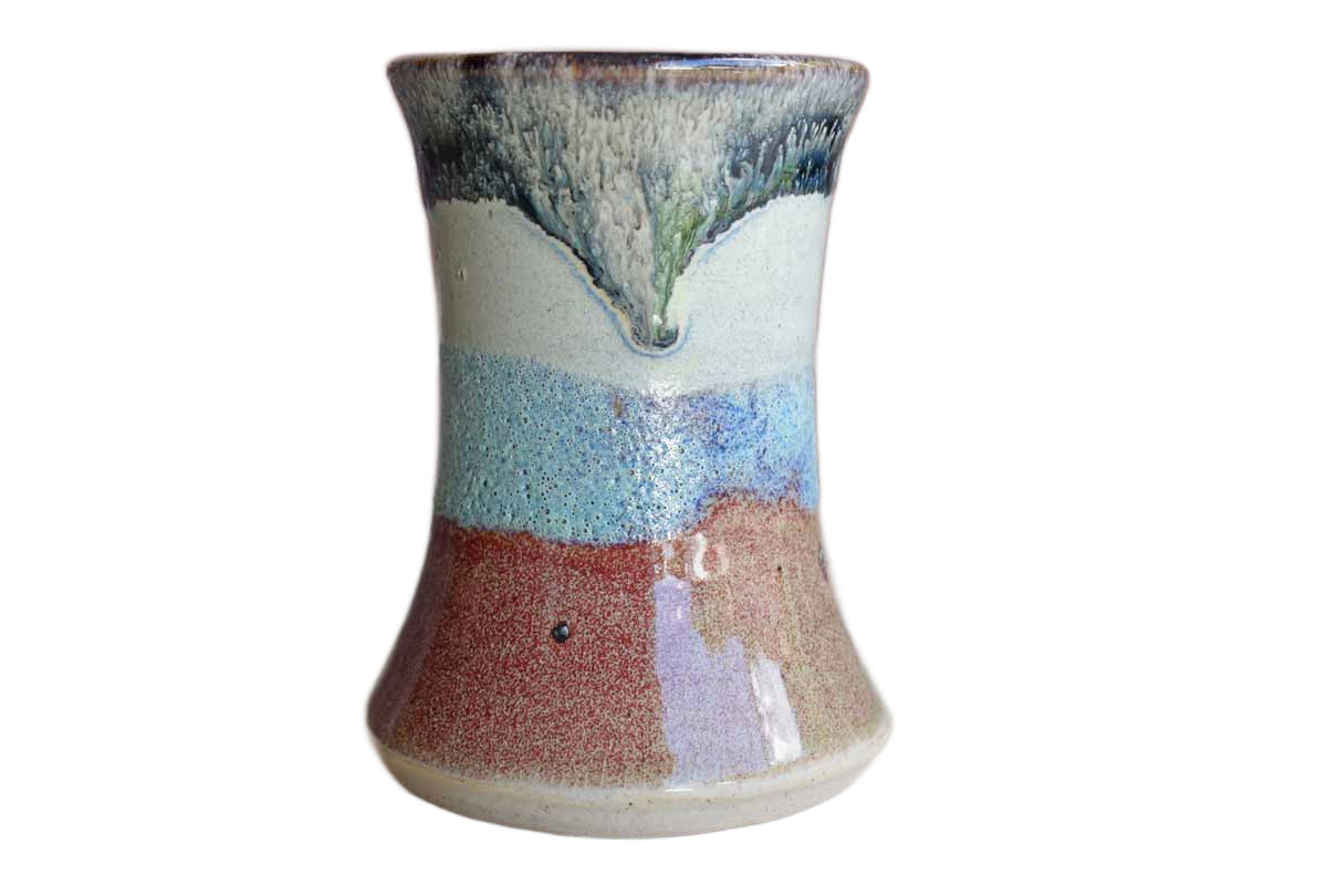 Stoneware Vase with Bands of Natural Glazes, Made in 1981