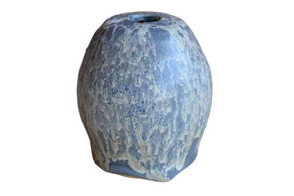Primitive Handmade Stoneware Vase with Purplish Lava Glaze