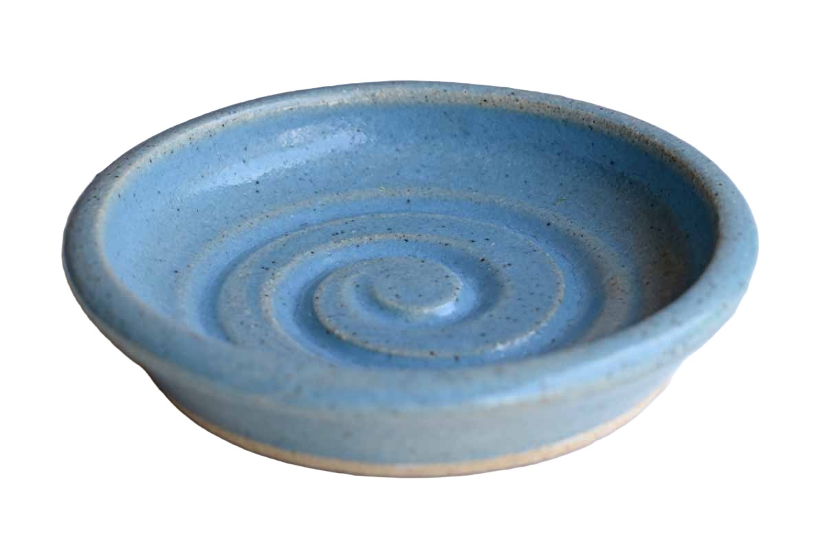 Little Blue Stoneware Dish with Swirling Design