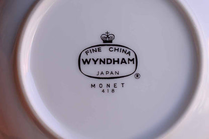 Wyndham Fine China (Japan) Monet Fruit Bowls with Green and Gold Trim. Set of 8
