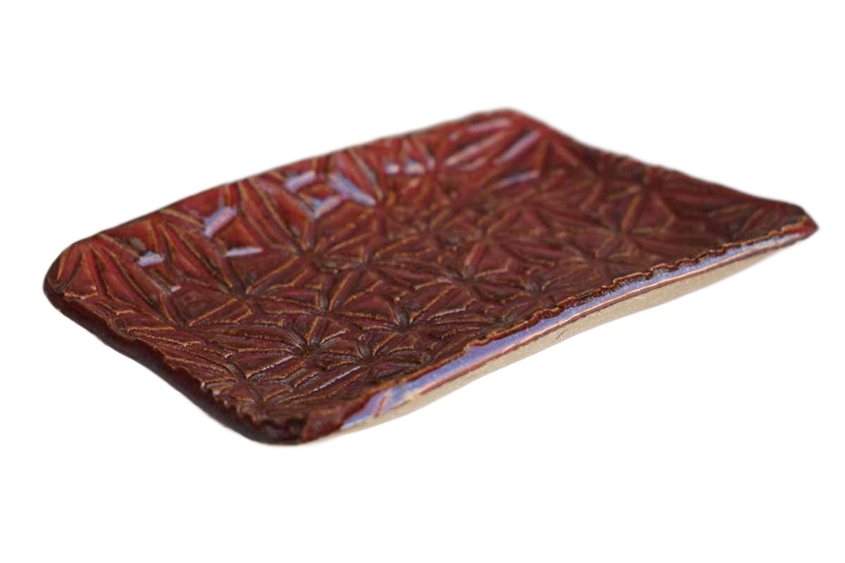 Little Brick Red Tray with Incised Snowflake Patterns