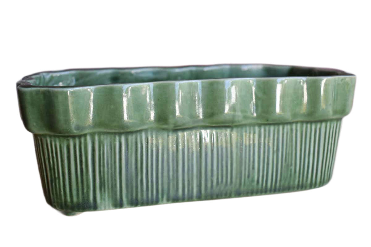 Brush Pottery (Ohio, USA) Green Ceramic Planter with Wavy Rim