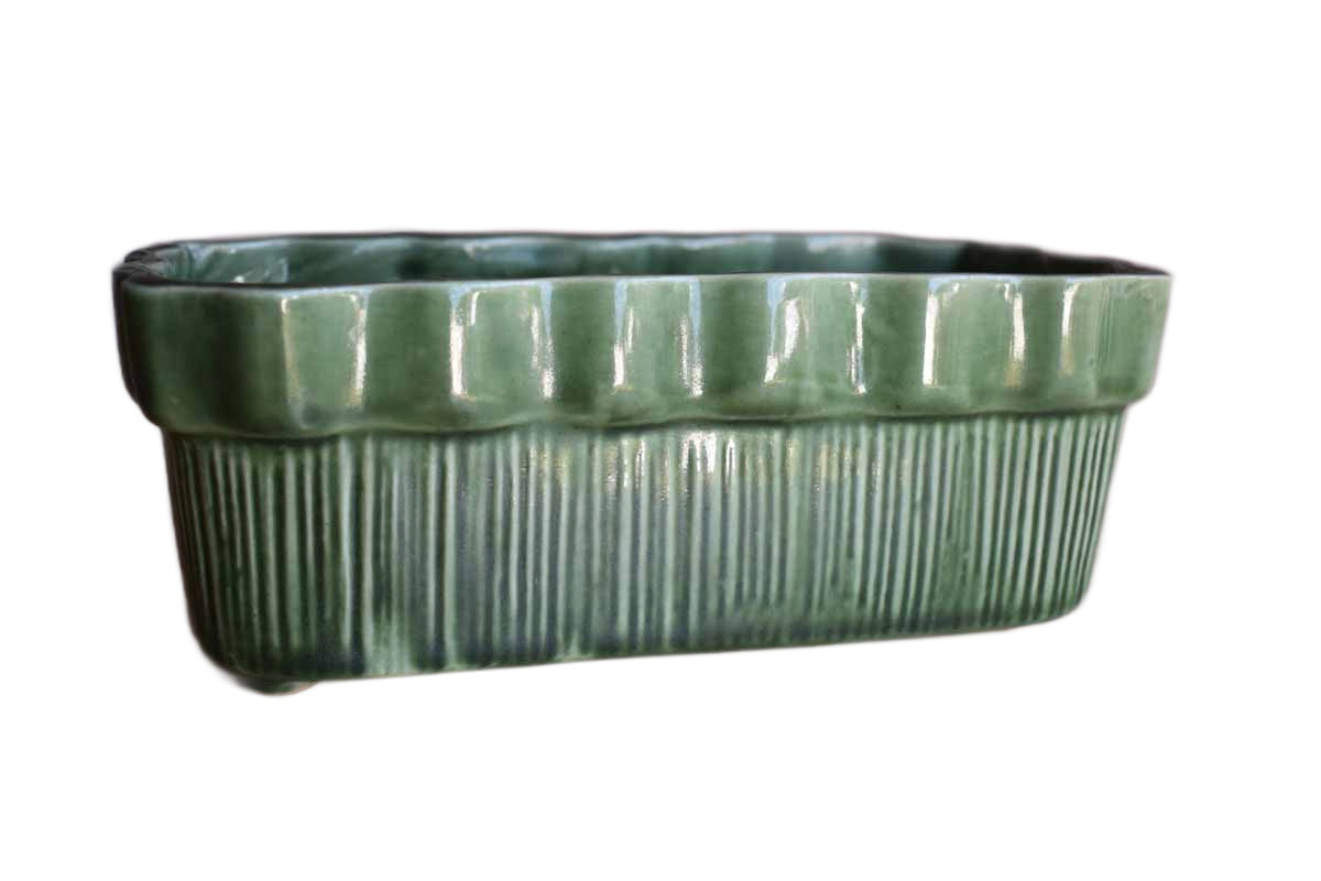 Brush Pottery (Ohio, USA) Green Ceramic Planter with Wavy Rim