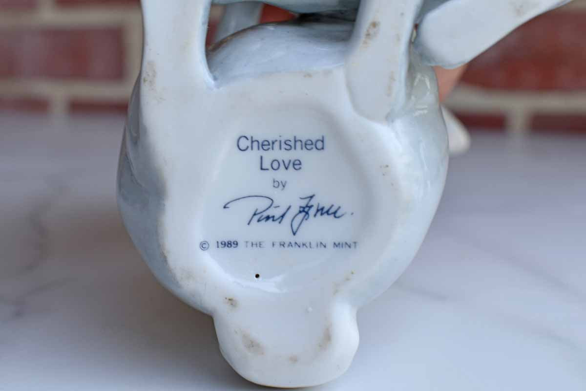 The Franklin Mint Cherished Love Porcelain Rabbit Figurine
